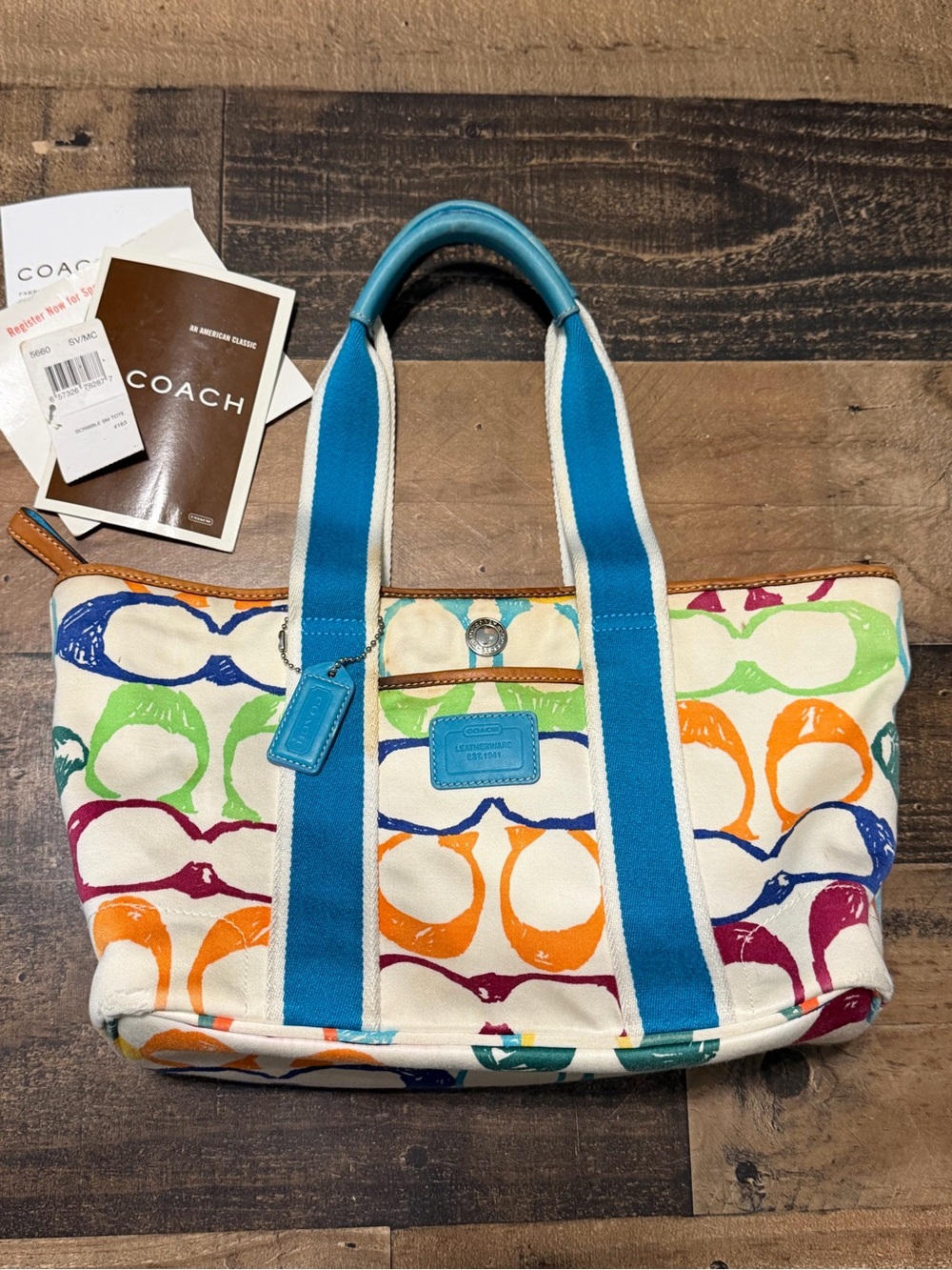 Coach Y2K Multicolor Canvas Scribble Tote - Gem